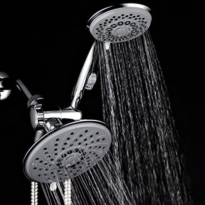 HotelSpa 6''/4'' Ultra-Luxury 3 way Rainfall Shower-Head/Handheld Shower Gray Spiral Combo w/Patented ON/OFF Pause Switch and 5-7 foot Stretchable Stainless Steel Hose - color: Chrome & Gray