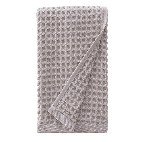 Waffle Hand Towel – 100% Turkish Cotton, Quick-Dry, Soft and Absorbent Bathroom Towel (Light Grey) - color: Light Grey, size: Hand Towel (1 Piece)