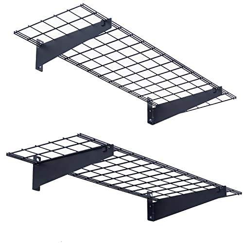 Wallmaster 2-Pack 15x45 Heavy Duty Garage Wall Shelving 45-inch-by-15-inch Wall Mount Garage Storage Rack Floating Shelves Max Load 400lb Black - color: Black