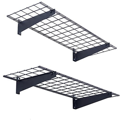 Wallmaster 2-Pack 15x45 Heavy Duty Garage Wall Shelving 45-inch-by-15-inch Wall Mount Garage Storage Rack Floating Shelves Max Load 400lb Black - color: Black