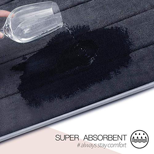 Betus Luxury Memory Foam Bath Mat - Water Absorbent, Super Cozy and Non-Slip Backing - Luxurious Velvet Comfort Bathroom Rug - 17"x24" (Black) - color: Black