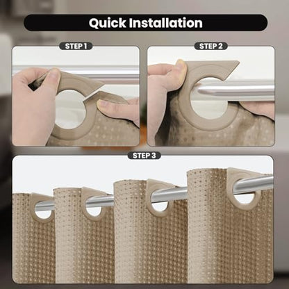 Inhousolu No Hook Shower Curtain with Removable Snap-in Liner, Waffle Weave 230 GSM Polyester, Weighted Hem, Water Repellent Washable, 72 x 72 Inch, Beige - color: Beige, size: 72"W x 72"L (Pack of 1)