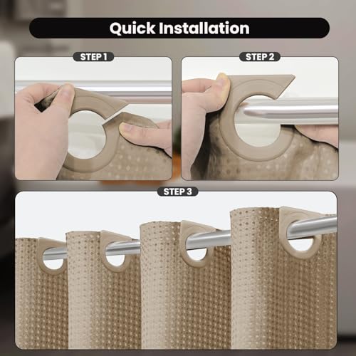 Inhousolu No Hook Shower Curtain with Removable Snap-in Liner, Waffle Weave 230 GSM Polyester, Weighted Hem, Water Repellent Washable, 72 x 84 Inch, Beige - color: Beige, size: 72"W x 84"L (Pack of 1)