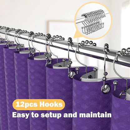 25 PCS Purple Bathroom Accessories Set丨Shower Curtain Bathroom Accessory | All-in-One Kit with Shower Curtain,rug,Trash Can,Toothbrush Holder,Toilet BrushSoap Dispenser,Toothbrush Cup,etc for Home - color: Purple