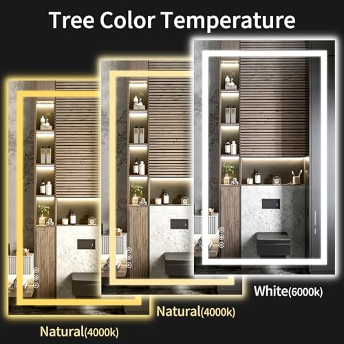 50"x30" LED Bathroom Mirror with Lights, Dimmable，Anti-Fog，Bathroom Vanity Mirror for Wall, Backlit + Front Lit, Memory Function, Shatter-Proof，Tempered Glass - size: 30"L x 50"W