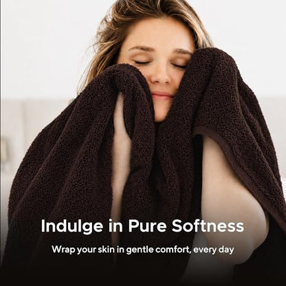 6 Pieces-Turkish Cotton - Luxury Towel Set for Bathroom & Kitchen, 2 Bath Towels, 2 Hand Towels & 2 WashCloths *Valued $79.99* (Dark Chocolate) - color: Dark Chocolate