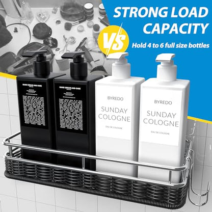 Shower Caddy 3 Pack, Adhesive Shower Organizer with Soap Dish and 4 Hooks, Rustproof Stainless Steel Shower Shelves, Wall Mounted No Drilling Storage Shelf Basket Accessories for Bathroom & Kitchen