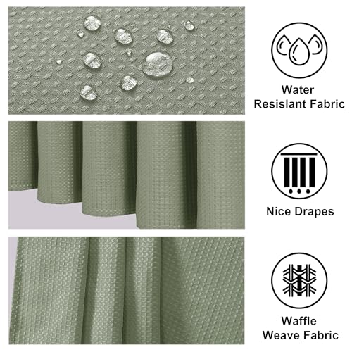 Sage Green Shower Curtain 84 Inches Extra Long, Waffle Weave Heavy Fabric Shower Curtain for Bathroom, Waterproof Soft Hotel Spa Luxury Elegant Bath Curtains, Machine Washable, 72x84 Inch - color: Sage Green, size: 72"W x 84"L (Pack of 1)