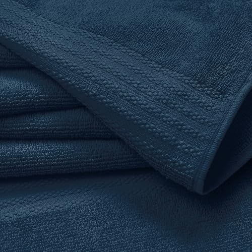 GLAMBURG Ultra Soft 8-Piece Towel Set - 100% Pure Ring Spun Cotton, Contains 2 Oversized Bath Towel 27x54, 2 Hand Towel 16x28, 4 Wash Cloths 13x13- Ideal for Everyday use, Hotel & Spa - Mineral Blue - color: Mineral Blue, size: 8 Piece Towel Set