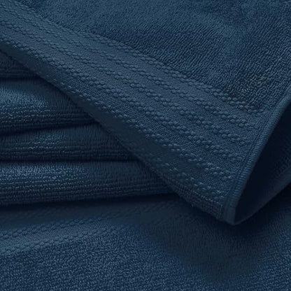 GLAMBURG Ultra Soft 8-Piece Towel Set - 100% Pure Ring Spun Cotton, Contains 2 Oversized Bath Towel 27x54, 2 Hand Towel 16x28, 4 Wash Cloths 13x13- Ideal for Everyday use, Hotel & Spa - Mineral Blue - color: Mineral Blue, size: 8 Piece Towel Set