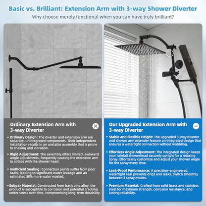 Hibbent All Metal CUPC Certified 8'' Rain Shower Head, Dual Shower Head Combo, High Pressure Handheld 4 Sprays Shower Wand, 16'' Adjustable Extension Arm, 71'' Hose, Shower Holder, Oil Rubbed Bronze - color: Oil Rubbed Bronze, style: Square 8''