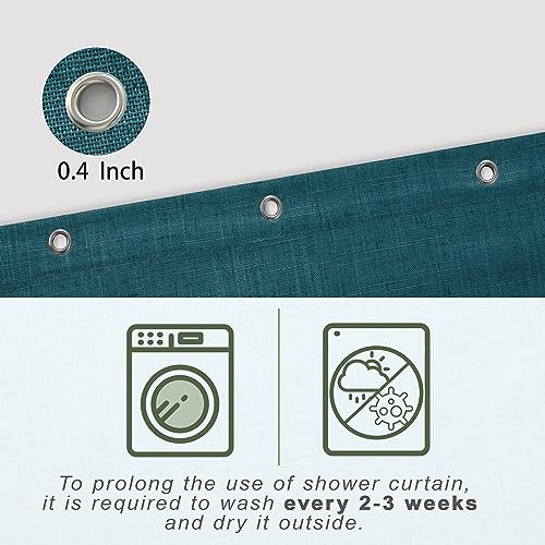 KOUFALL Teal Shower Curtains for Bathroom Set with Hooks,Waterproof Linen Dark Marine Ocean Blue Green Shower Curtain,72x72 Inch - color: Teal, size: 72"W x 72"L (Pack of 1)