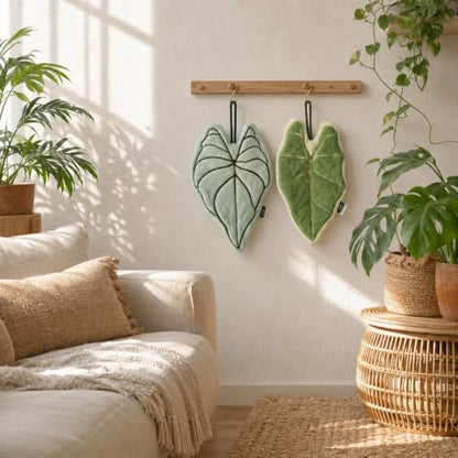 2 Pack Cute Decorative Leaf Shaped Hand Towel Set for Plant Lovers