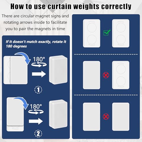 Phoncoo 18pcs Outdoor Curtain Weights, Plastic Wrapped Magnetic Drapery Weights, Waterproof Heavy Duty Curtain Magnets Flag Weights for Heavy Wind, Shower Outside Curtain, Tablecloth (White) - color: White-18pcs