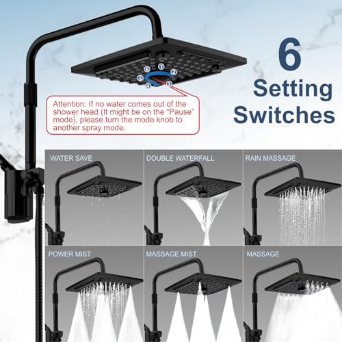 ELLO&ALLO Filtered Rain Shower Head with Handheld Spray, Rainfall Shower Head Combo with 59" Hose, Dual Showerhead Set with Adjustable Shower Extension Arm, Matte Black