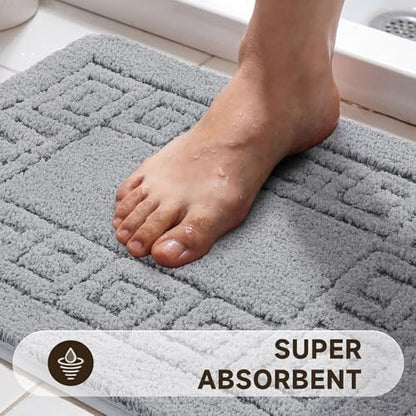Pauwer Bathroom Rugs Sets 3 Piece, Plush Absorbent Bath Rug, Light Grey | Microfiber Bath Mat Set, Non Slip Washable, Quick Dry Floor Carprt, Soft U Shaped Toilet Mats For Bathroom Shower Sink - color: Light Grey