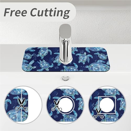Kitchen Sink Splash Guard，Graceful sea turtle-1 Faucet Mat Sink Gadgets-Super Absorbent Fast Drying Mat Drip Catcher for Kitchen, Bathroom,Sink Mat, Dish Drying Mat, Bathroom(15" X 5.5" ) - color: Graceful sea turtle-1