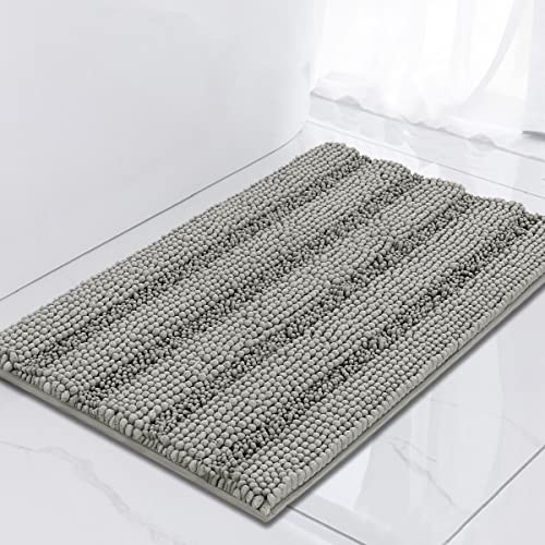 Turquoize Chenille Bath Rugs Shaggy Bathroom Rugs Non Slip Bath Mat 17 x 24 Dove Bath Rug for Bathroom Extra Soft and Absorbent Area Rug, 17"x 24", Dove - color: Dove, size: 17" x 24"