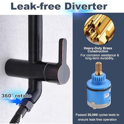 SonTiy Retrofit Rain Shower System Wall Mount, Oil Rubbed Bronze 12 Inch Rain Shower Head with Handheld Jet Spray with Slide Bar, Shower Caddy & Solid Brass Rail for Tall People - color: Oil Rubbed Bronze, style: 1.8 Gallons Per Minute-Square