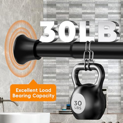 Black Long Tension Shower Curtain Rod, Tension Rod Adjustable 30 To 101 Inch,Shower Curtain Rods Spring Tension For Bathroom No Drilling No Rust - color: Black, size: 30-101"