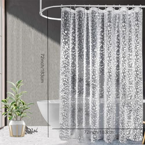 Shower Curtain Liner, Waterproof EVA 3D Shower Curtains with Duty Heavy Bottom Magnets and Rust Proof Grommets, Weighted Shower Liner for Shower Stall, Bathtubs - color: Clear Pebble, size: 72"W x 72"L (Pack of 1)
