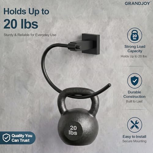 8.5 Inch Matte Black Hand Towel Ring for Bathroom, SUS304 Stainless Steel Wall Mounted Hand Towel Holder, Modern Square Base Swivel Towel Hanger, Heavy Duty - color: Matte Black