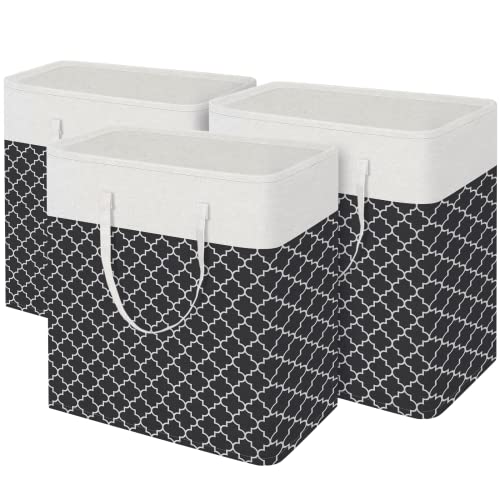 BlissTotes 3-Pack Laundry Basket, Collapsible Laundry Hamper, Black, 100L | Laundry Clothes Hamper, Hampers for Bedroom, Freestanding Hamper with Handles, Clothes Laundry Basket - color: Black, size: 100L