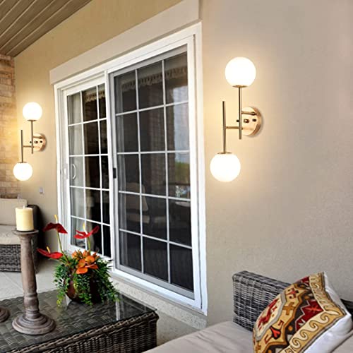 BYOLIIMA Gold Globe Wall Sconce, 7.5" W x 20" H, G9 Base, Compatible with LED or Halogen Bulbs, Perfect for Bathroom, Kitchen, Living Room, Home Office, Lobby, Bedroom - color: Gold