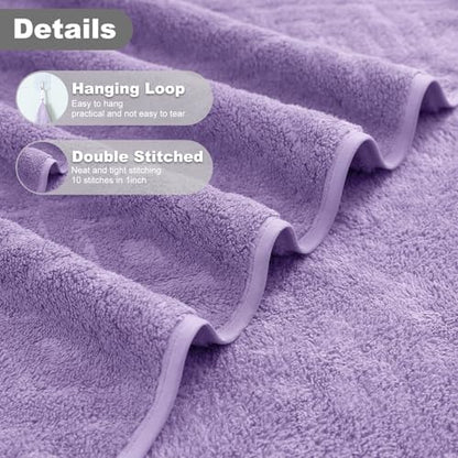 Smuge 18-Piece Bath Towel Set, Include 6 Bath Towel Sheets, 6 Hand Towels and 6 Washcloths - Highly Absorbent Quick Dry 100% Microfiber,Ultra Soft Bathroom Towel Set (Light Purple) - color: Light Purple, size: 18 Pcs Bath Towel Set