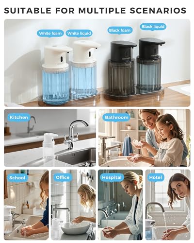 Automatic Soap Dispenser Touchless, USB Rechargeable for Kitchen & Bathroom | Hands Free Infrared Sensor, 3 Adjustable Soap Levels, IPX7 Waterproof, 10oz/300ML, for Hand Soap, Dish Soap&Lotion - color: White, style: Liquid
