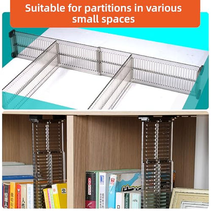 Adjustable Drawer Dividers for Clothes - 2 set Transparent Dresser Organizers, Shallow Drawer Dividers for Clothes, Kitchen, Office, Bathroom Storage
