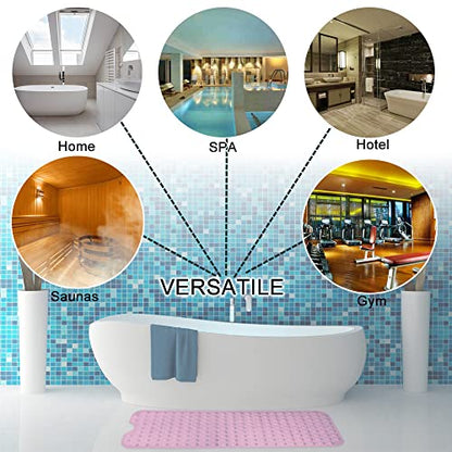 Bathtub and Shower Mats, Extra Long Non-Slip Bath Tub Mat 39 x 16 Inch, Machine Washable Bathmat with Suction Cups & Drain Holes for Bathroom Floor, Pink - color: Pink