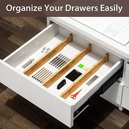 DUCOO 4 PCS Drawer Divider, 17"-22" Adjustable Bamboo Drawer Dividers Organizers, Expandable Separators for Kitchen, Clothes, Dressers, Home, Office - color: Natural