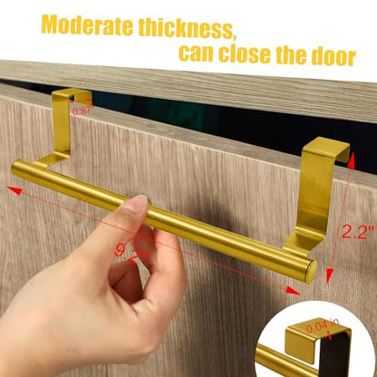2 Pack Gold 9 Inch Towel Holder for Kitchen Bathroom | Stainless Steel, Bathroom Towel Bar, Hand Towel Rack, Over Cabinet Door, For Kitchen Bathroom - color: Gold