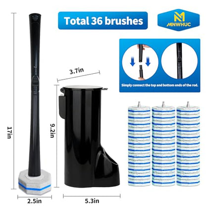 Disposable Toilet Bowl Brush with 36 Count Refills, Toilet Cleaning Stick,Toilet Bowl Cleaner Holder and Set, Toilet Cleaning System Starter Kit - style: Toilet brush+36 refills
