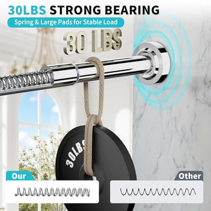 Shower Curtain Rod 34-80 Inches Never Rust Stainless Steel Tension Curtain Rod Adjustable Shower Rod Spring Tension Non-Slip No Drilling Shower Rods for Bathroom Window - color: Stainless Steel, size: 34”-80“