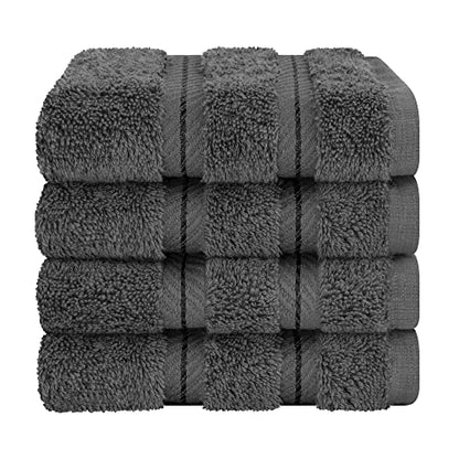 American Soft Linen 100% Cotton Luxury Turkish Towels, 4 PC Washcloth Set | Soft Absorbent Quick Dry OEKO Tex Standard 100 Certificated Durable Machine Washable Premium Hotel Quality - color: Dark Gray, size: 13"x13"