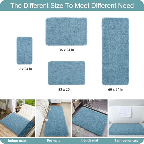 AROGAN Luxury Bathroom Rugs, Soft Non Slip Bath Mat, 24x17 Inch Aqua Blue | Absorbent Microfiber Rubber Backing, Quick Dry Bathroom Mat Shower Mat, Machine Washable Plush Carpets - color: Aqua Blue, size: 1'5" X 2' (24" X 17")