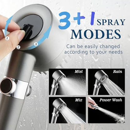 Filtered Shower Head with Handheld, 3 Spray High Pressure Ionic Technology Showerhead, 8 Filters & Anti-Clog Nozzles for Hard Water, Filter out Impurities Reduce Dry Itchy Skin, 2 Hoses, ON/OFF Switch | 3 Spray Showerhead, Anti-Clog Nozzles for Hard Water