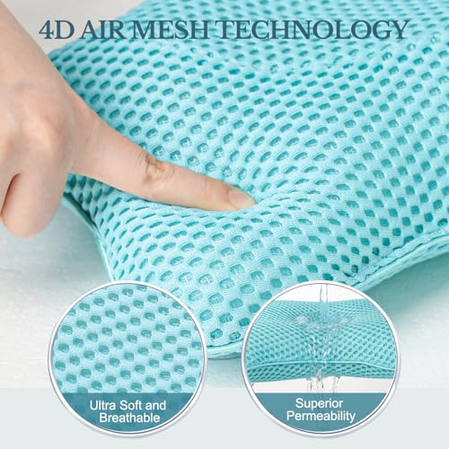 Non Slip Bath Pillow, Luxury Spa Bathtub Head & Neck Rest Support, Permeable Quick Drying Air Mesh Tub Pillow with 4 Large Suction Cups, Fits Any Tubs, Soft and Relaxing-Lake Blue - color: Lake Blue