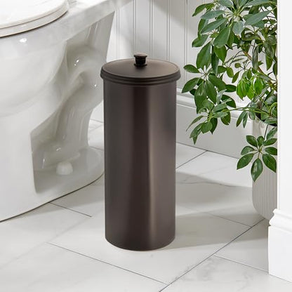 iDesign Freestanding Bathroom Toilet Paper Storage Holder, 2-Pack, Bronze | With Lid, Holds 3 Extra Rolls - color: Bronze, size: Pack of 2, style: Lid with Handle