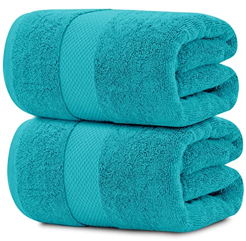 White Classic Luxury Soft Aqua Bath Sheet Towels - 650 GSM Cotton Luxury Bath Towels Extra Large 35x70 | Highly Absorbent and Quick Dry | Hotel Collection Extra Large Bath Towels Oversized, 2 Pack - color: 13: Aqua