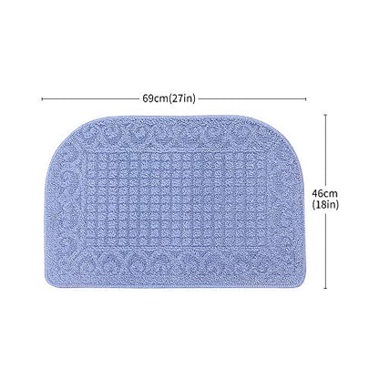 COSYHOMER 27x18 Half Round Kitchen Rug,Non Slip Washable Mat,Blue 2PCS | Polypropylene tufted textile,small half circle rug,kitchen sink mat,Kitchen floor mat - color: Blue 2pcs, size: 1'6" x 2'3" (Semicircular)