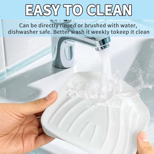 2 Pack Silicone Soap Dish with Drain, Self Draining Bar Soap Holder for Shower, Silicone Dish Soap Tray, Bathroom and Kitchen Sink Organizer, White - color: White