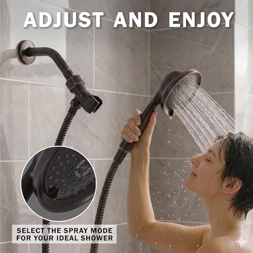 Massage & Mist Hand Shower Kit - 2.5 GPM - Oil-Rubbed Bronze | 6 Function, High Pressure, Adjustable Handheld Showerhead with Hose and Mount, Easy Install for Boosting Low Water Flow - color: Oil Rubbed Bronze, size: 2.5 GPM