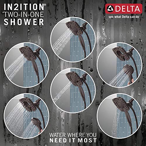 Delta 4-Setting In2ition 2-in-1 Dual Shower Head with HandHeld Spray, Venetian Bronze Detachable Shower Head with Hose, Showerhead, 1.75 GPM Flow Rate, Venetian Bronze 58498-RB - color: Venetian Bronze