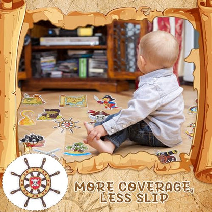 Fullhawl 30 Pcs Pirate Non Slip Shower Stickers, Bathtub Safety | 30 Pack Pirate Theme, Durable Anti Slip Surface, Strong Grip Adhesive, Fun Safety Solution for Kids' Bath Time - style: Pirate
