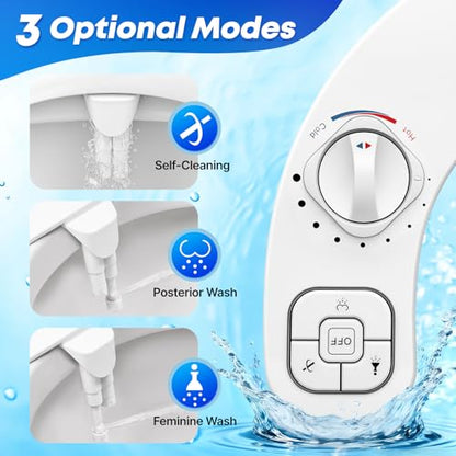 Hot and Cold Bidet Attachment for Toilet, Warm Water Bidet | Dual Nozzle, Self-Cleaning, Adjustable Water Pressure, Feminine & Rear Wash, Ultra-Slim Design, Easy Installation