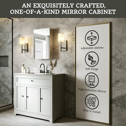 16 x 24 in Medicine Cabinet with Mirror and Side Panels, Silver | Surface or Recessed Medicine Cabinet Mirror with Storage, Adjustable Shelves, Aluminum Alloy Frame, Assembly Required - size: 16''x24''