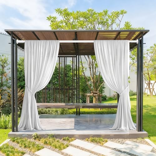 ZOCONE Tension Curtain Rod, No Drilling, Adjustable 51-168 Inch, White | 1.26" Diameter Heavy Duty Tension Rod, Rust-Proof, Tool-Free, Renter Friendly for Bathroom Window Room Divider Patio - color: White, size: 51-168 Inches